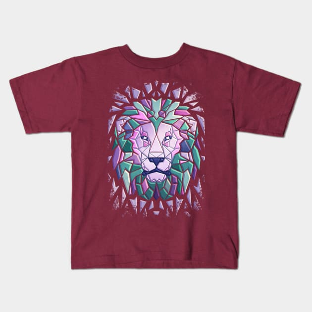 Stained-Glass Lion Kids T-Shirt by Abbilaura